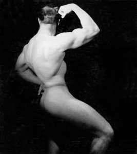 Nackter Bodybuilder Seitenansicht, San Francisco, Kalifornien, ca. 1950